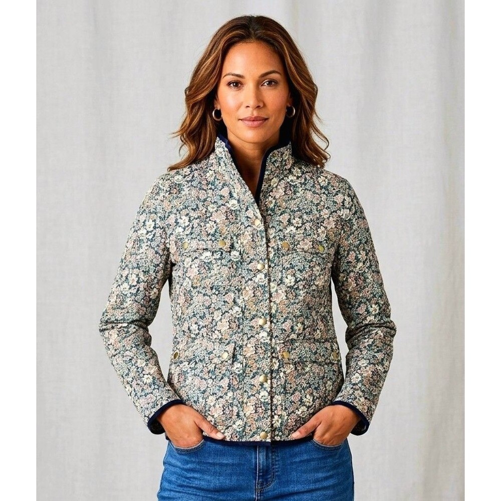 J.Crew Quilted Downtown Field Jacket in Liberty Garden Print Sz S Cottagecore
